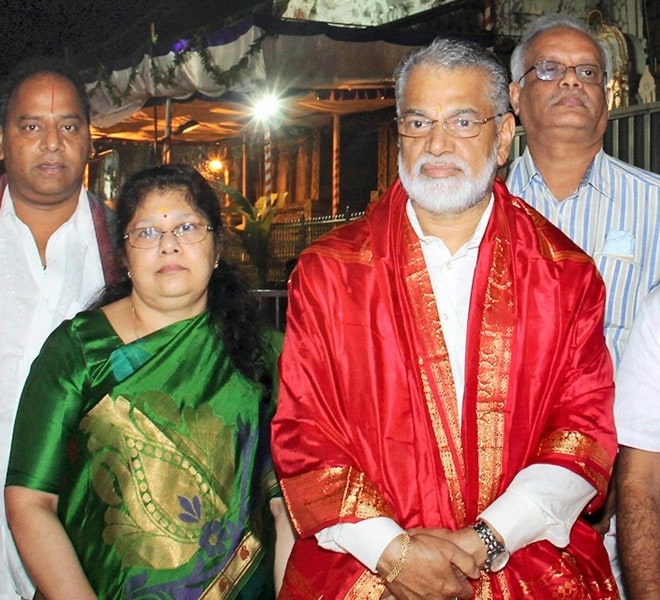  The then ISRO chief K Radhakrishnan visited the Tirupati temple with replicas of Mars Orbiter Mission (MoM)PSLV-C25 to seek divine blessings (2013). The replicas were placed for a while at the feet of the idol of Lord Venkateswara.(credit : India Today)