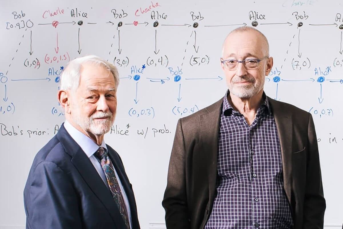 Robert Wilson (Left) and Paul Milgrom (Right) at the Stanford Graduate School of Business [Photograph : Stanford News]